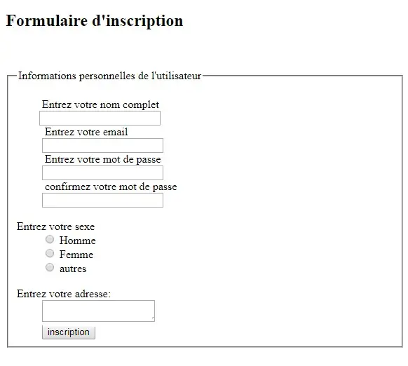 html exemple formulaire